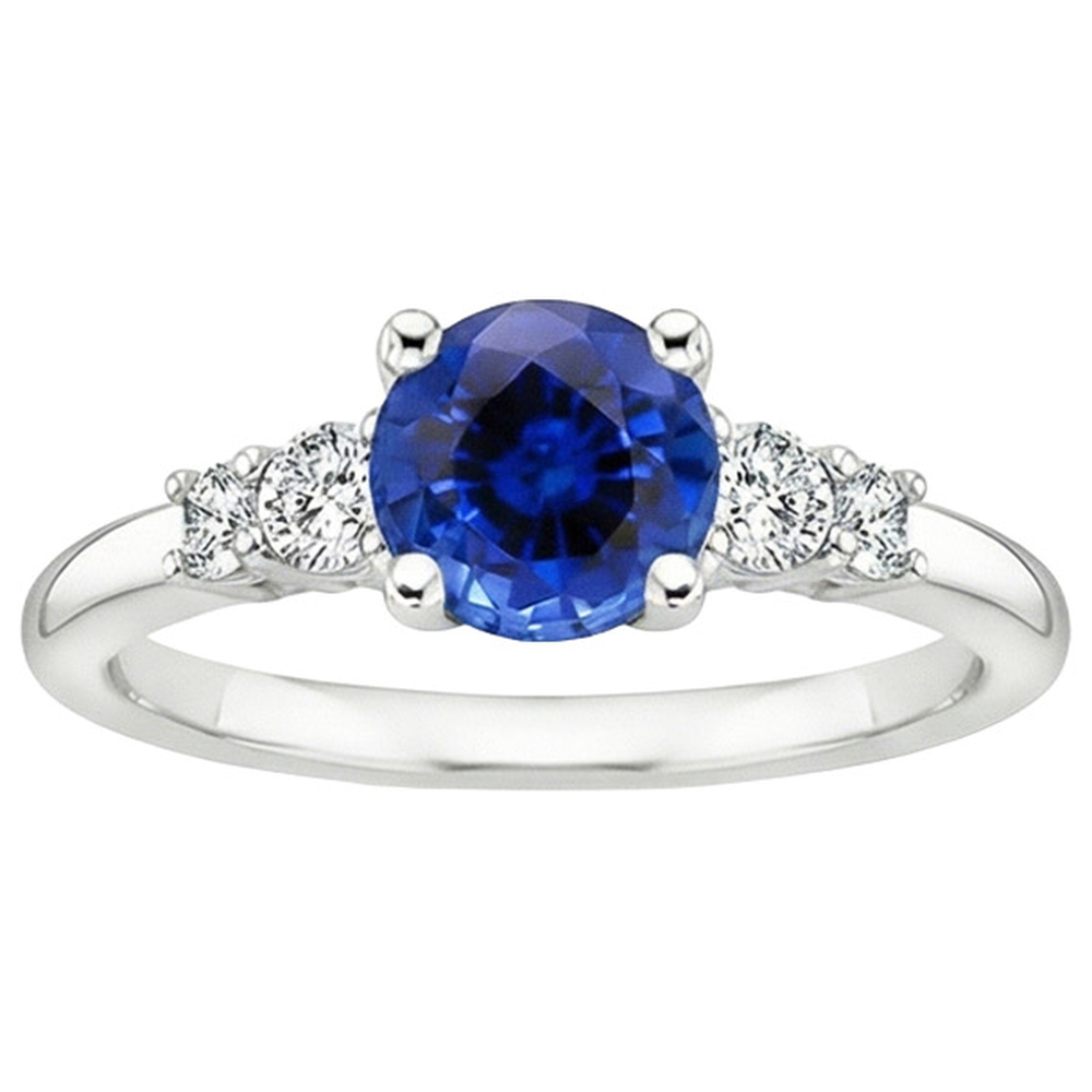 natural round sapphire 2.50ct ring close up detail
