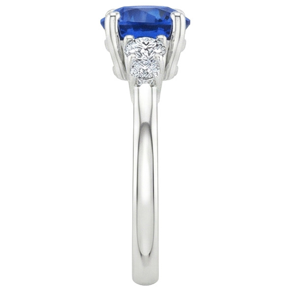 natural round sapphire 2.50ct ring profile view