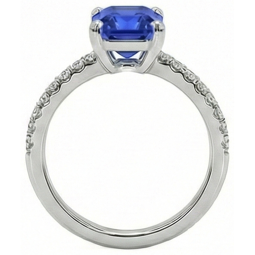 natural round sapphire 9.25ct ring on white background