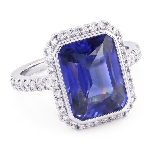 Ladies Natural Earth Mined Diamond ( Not Lab Grown ) Engagement Ring Bezel Set Sapphire Radiant 4.50 Carats