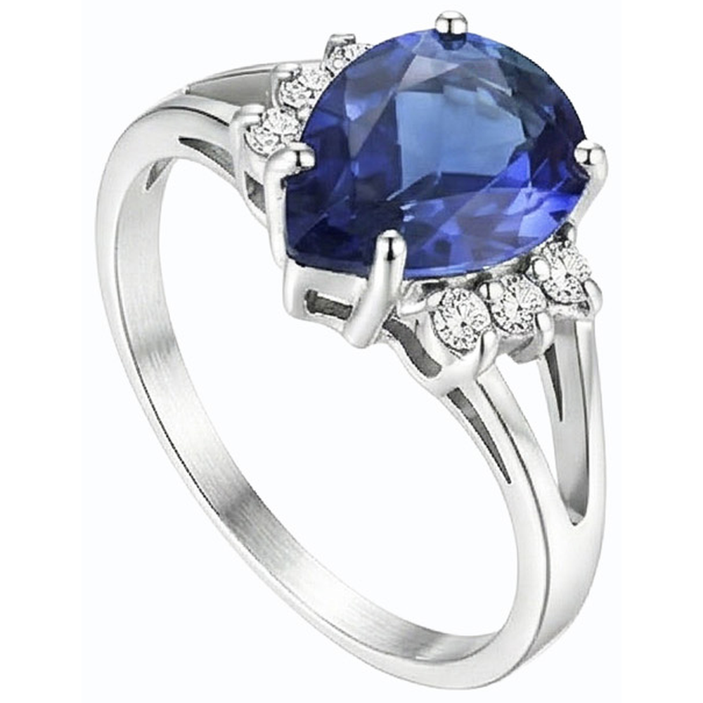 natural round sapphire 3.50ct ring close up detail