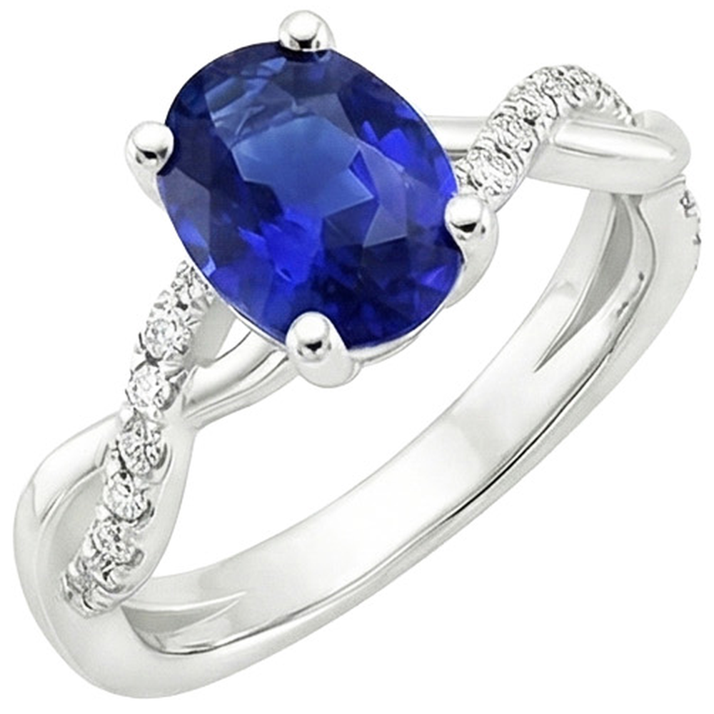 natural round sapphire 5ct ring side angle