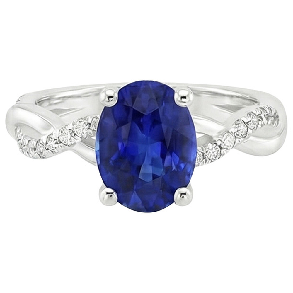 natural round sapphire 5ct ring on white background