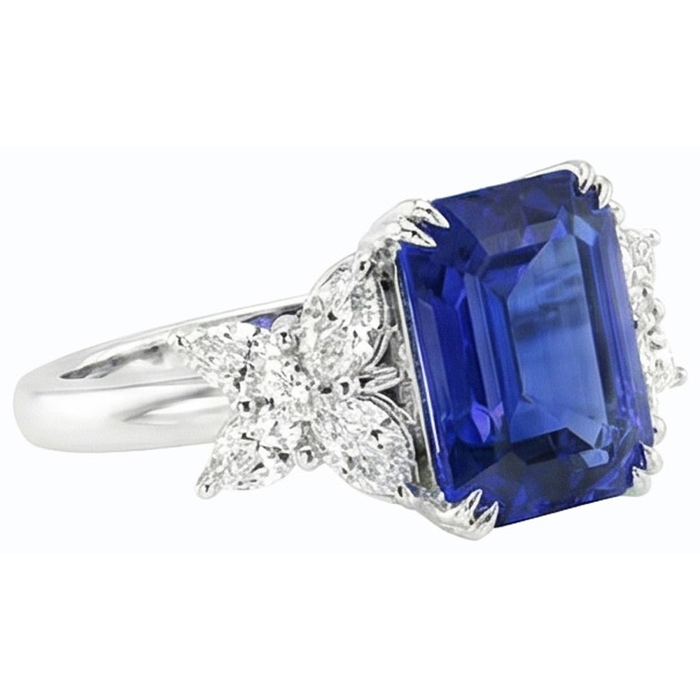 natural emerald sapphire 4ct ring profile view