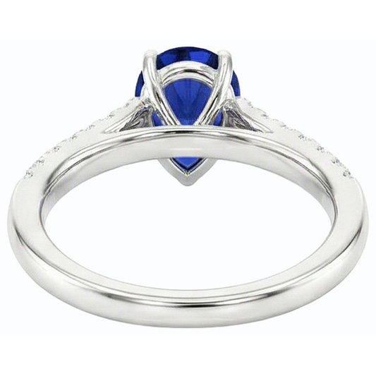 natural round sapphire 3ct ring front view