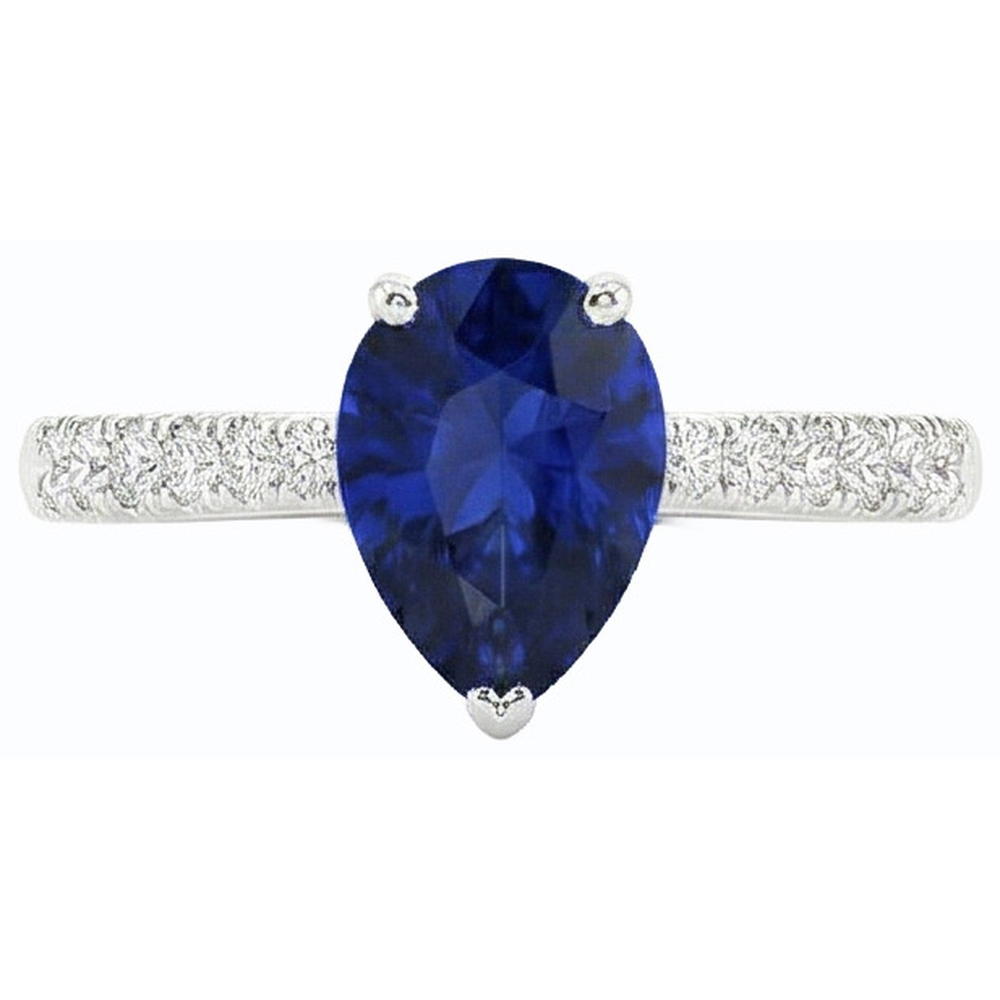 natural round sapphire 3ct ring close up detail