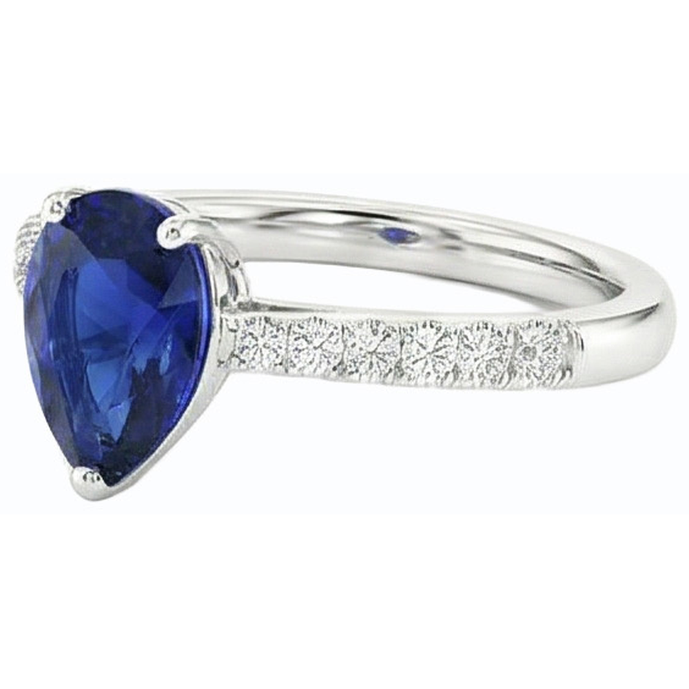 natural round sapphire 3ct ring top view