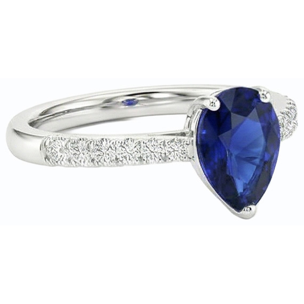 natural round sapphire 3ct ring profile view