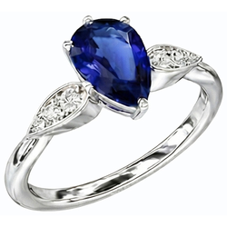 Natural Sapphire Ring 2ct - White Gold 14K