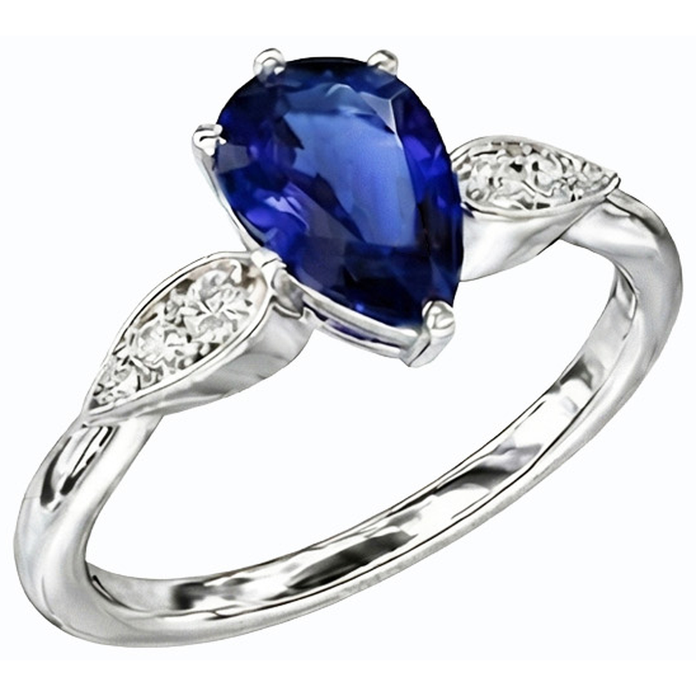 natural round sapphire 2ct ring front view