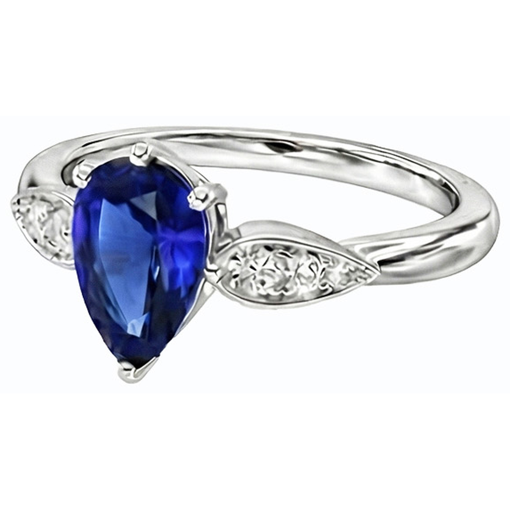 natural round sapphire 2ct ring close up detail