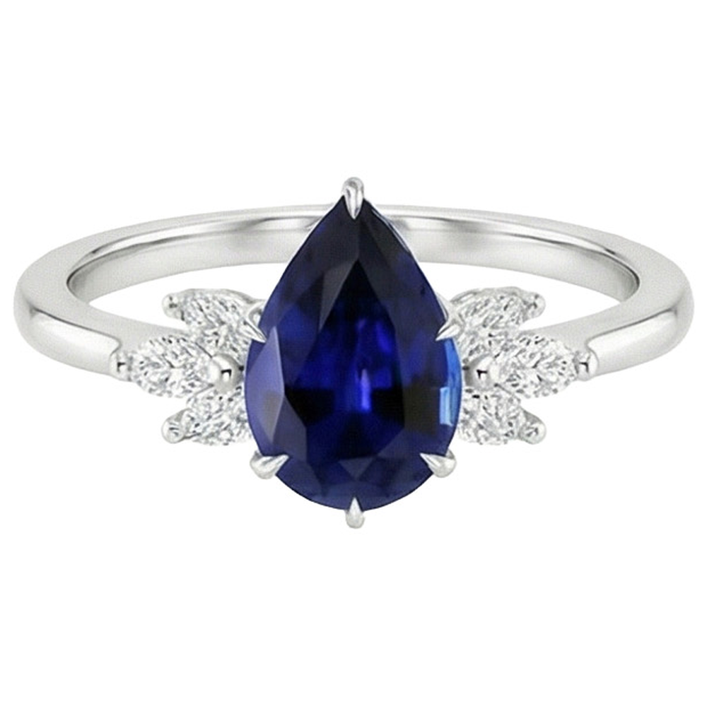 natural pear sapphire 7.25ct ring profile view