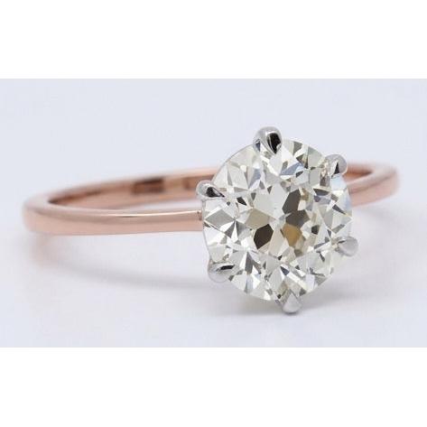 Antique Cushion Diamond ring in Two-Tone 14K Gold – angle view