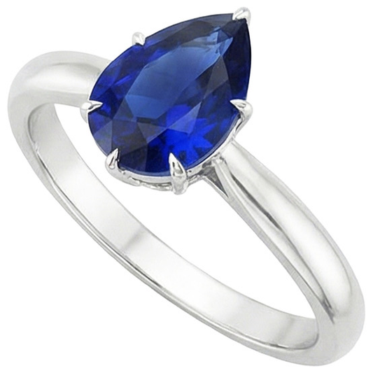 natural pear sapphire 4ct ring side angle