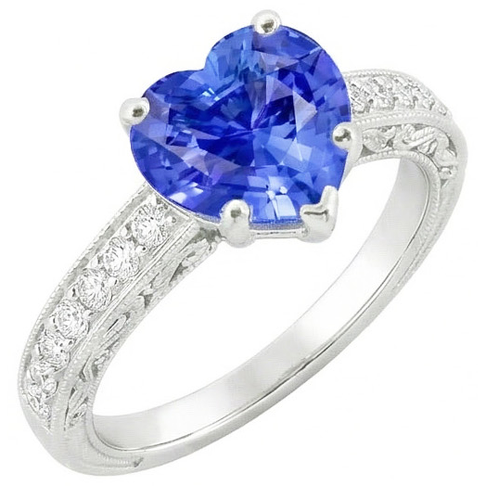 natural round sapphire 2ct ring side angle