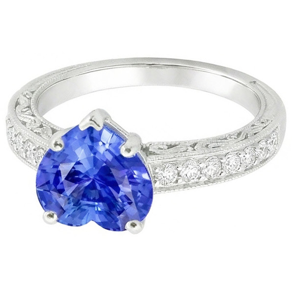 natural round sapphire 2ct ring top view