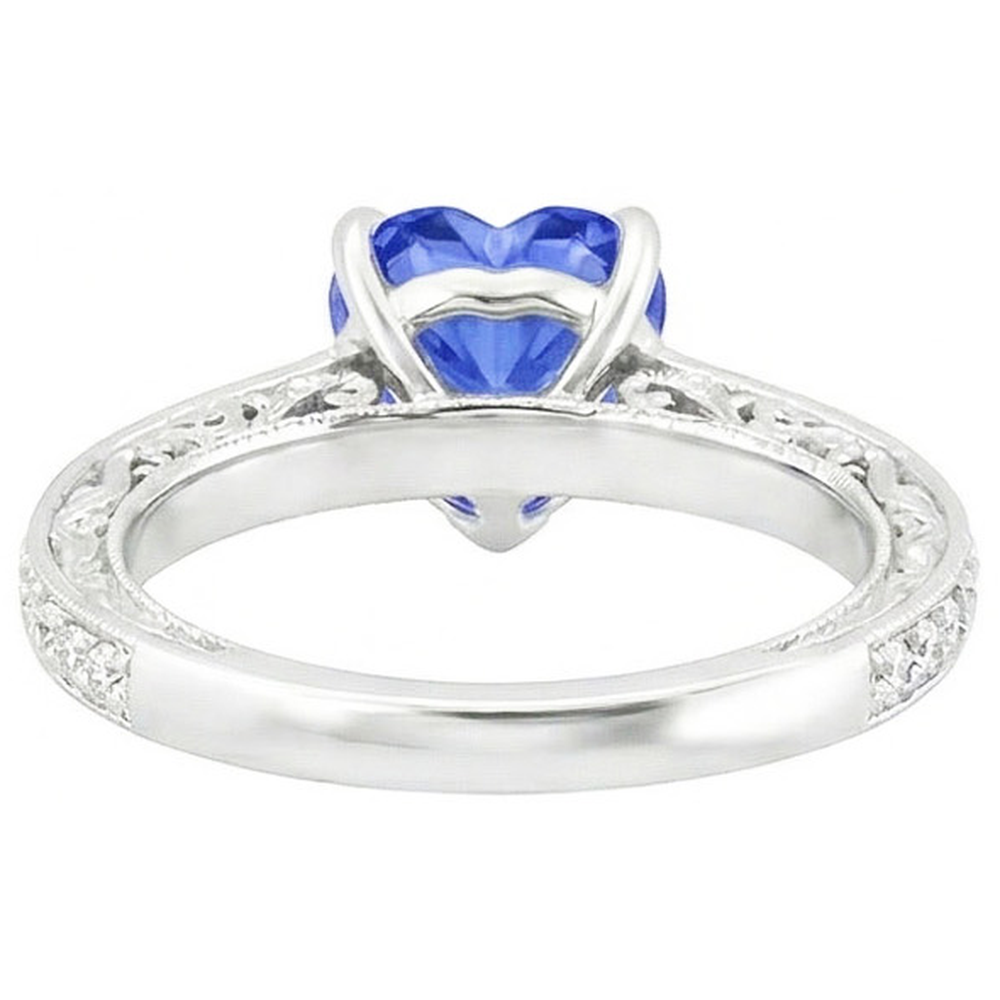 natural round sapphire 2ct ring profile view