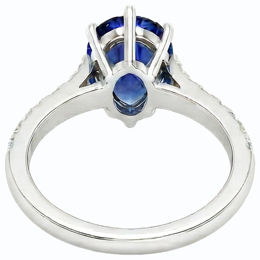 natural round sapphire 3ct ring front view