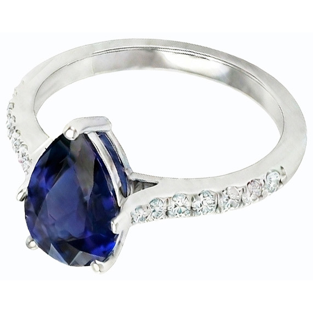 natural round sapphire 3ct ring close up detail