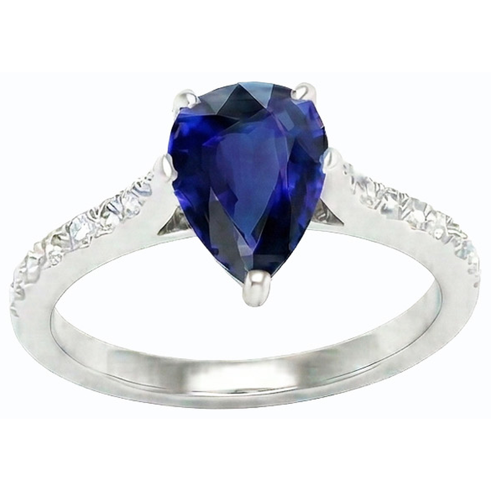 natural round sapphire 3ct ring top view