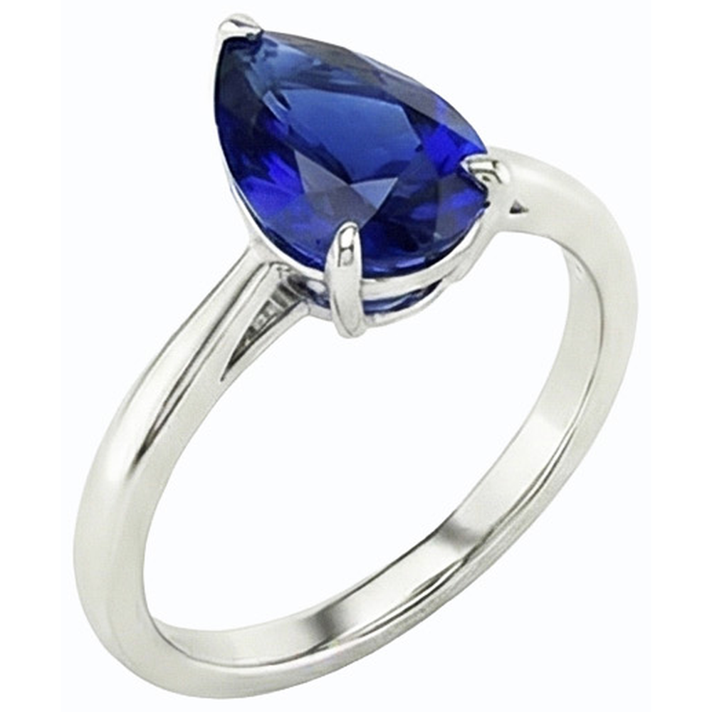 natural pear sapphire 2.50ct ring close up detail