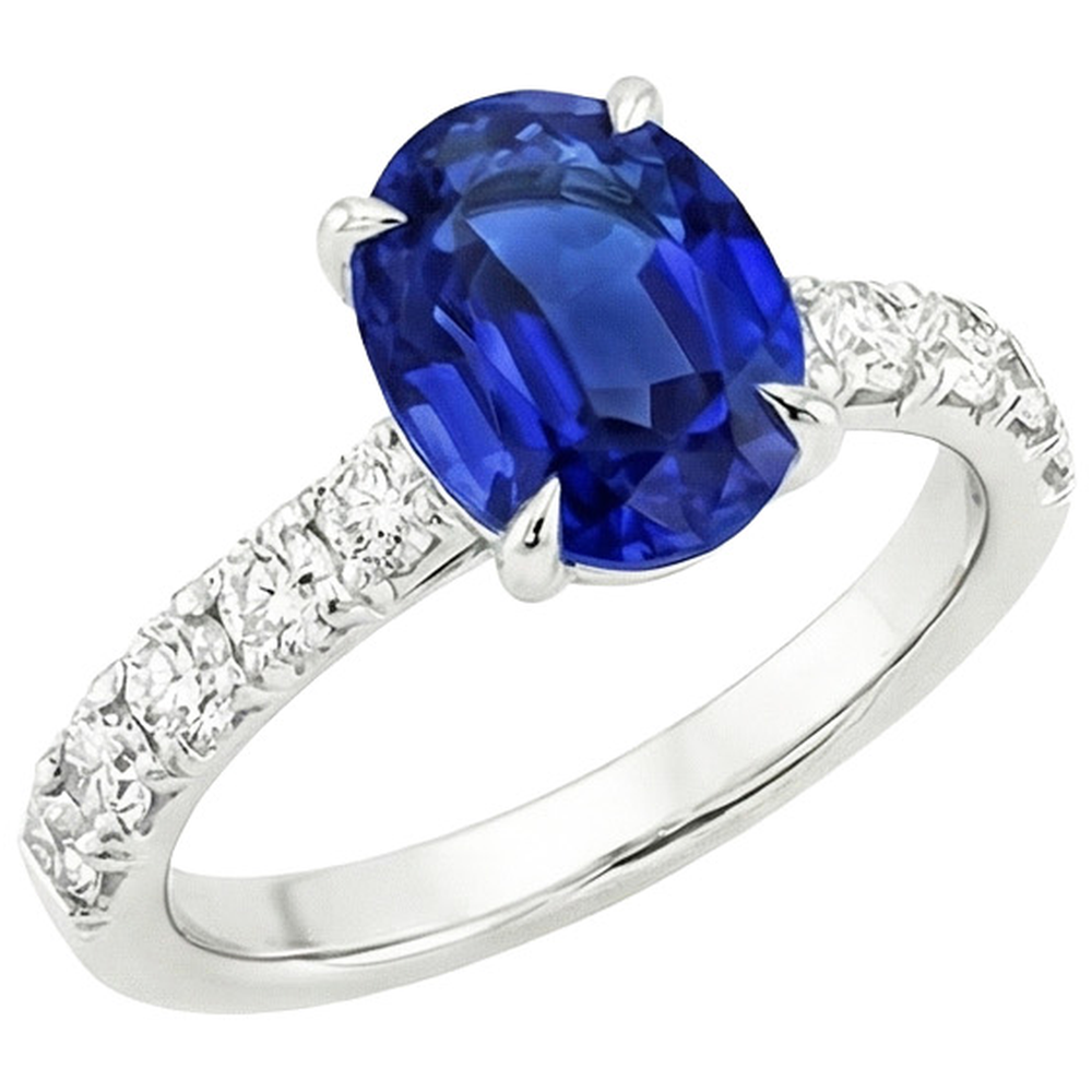 natural round sapphire 4ct ring side angle