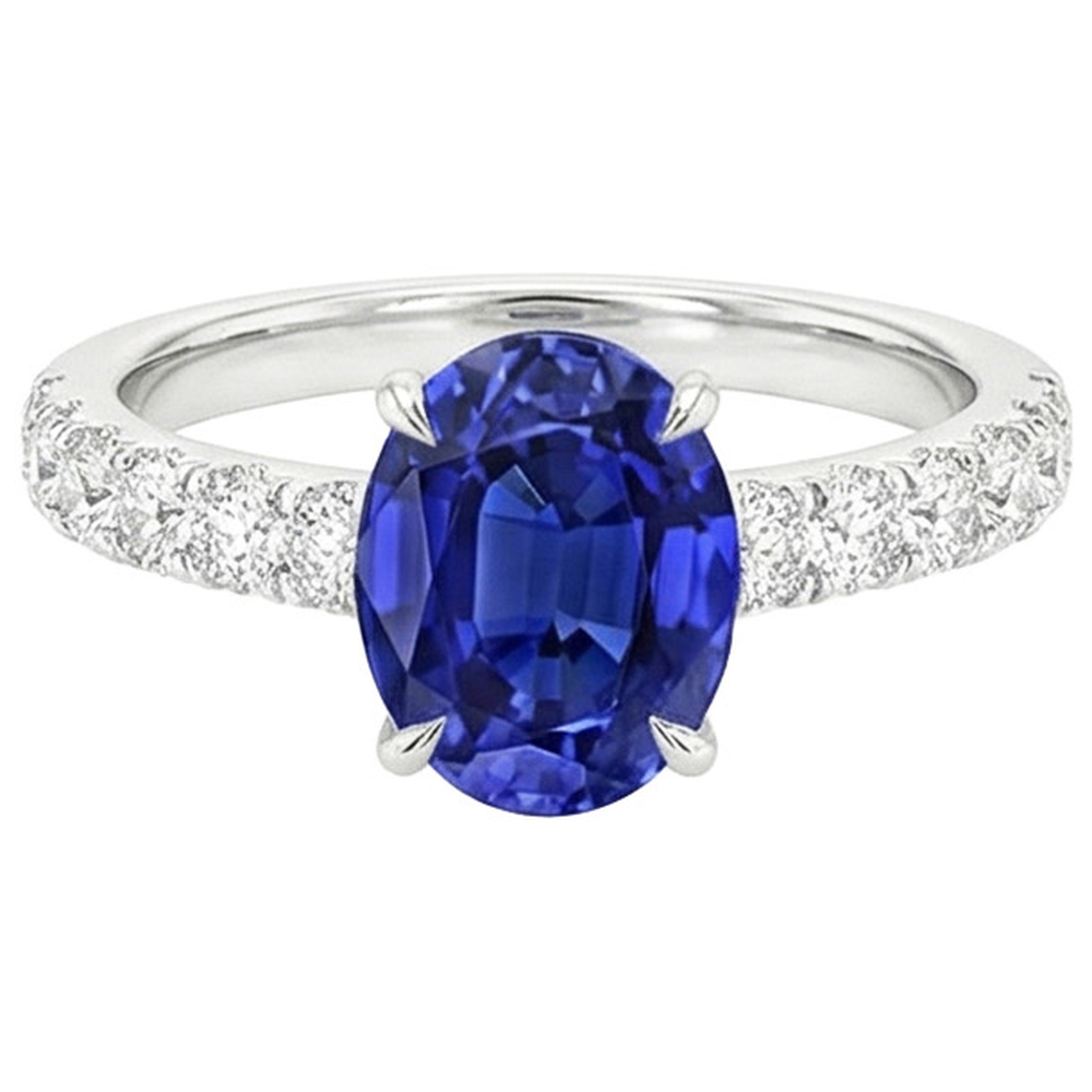 natural round sapphire 4ct ring top view