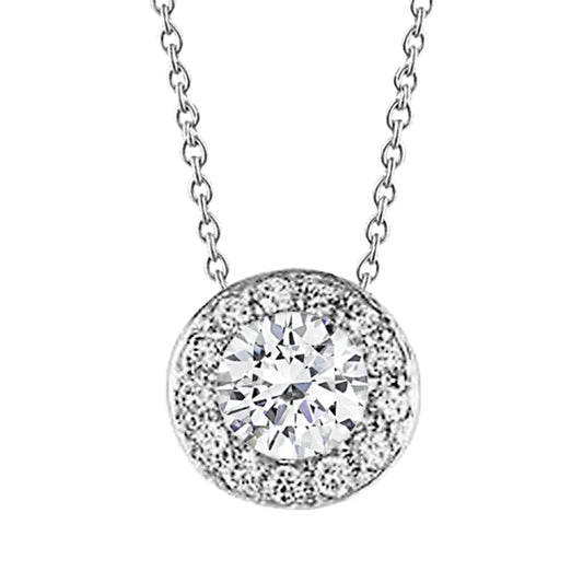 Ladies 2.5 Carats Gorgeous Genuine Diamonds Pendant Necklace White Gold 14K