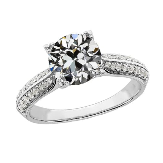 Ladies Anniversary Ring Old Cut Natural Diamond Double Row Accents 4 Carats