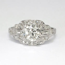 Ladies Baguette & Round Old Mine Cut Natural Diamond Wedding Ring 2.75 Carats