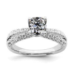 Ladies Cushion Old Miner Real Natural Earth Mined Diamond Ring Prong Split Shank 4.75 Carats