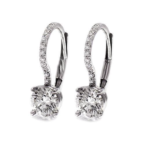 Ladies Dangle Earrings 4.60 Carats Round Cut Genuine Diamonds White Gold - Dangle Earrings-harrychadent.ca