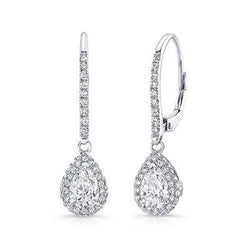 Ladies Dangle Earrings 4.80 Carats Sparkling Genuine Diamonds White Gold 14K