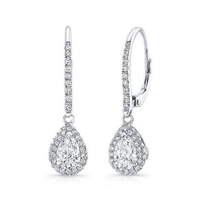 Ladies Dangle Earrings 4.80 Carats Sparkling Genuine Diamonds White Gold 14K