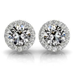 14K White Gold Diamond Earrings – 7.25-ct Old Mine Cut