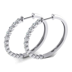 Ladies Floating Round Genuine Natural Earth Mined Diamond Hoop Earrings 3.60 Carats 1.5 Inches