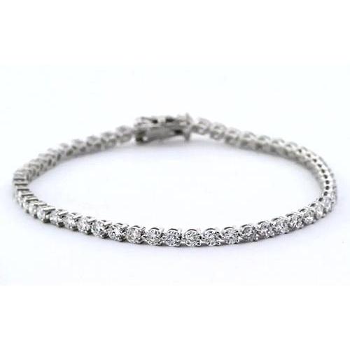 Ladies Genuine Diamond Tennis Bracelet 4.40 Carats White Gold 14K