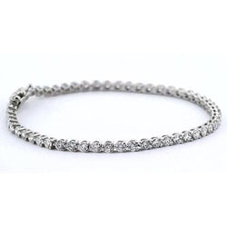 Ladies Genuine Diamond Tennis Bracelet 4.40 Carats White Gold 14K