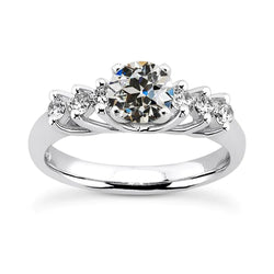Ladies Gold Anniversary Ring Round Old Mine Cut Natural Earth Mined Diamond 3.50 Carats