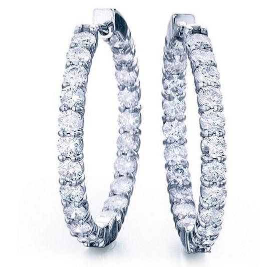 Ladies Gold Natural Diamond Hoop Earrings 7 Carat