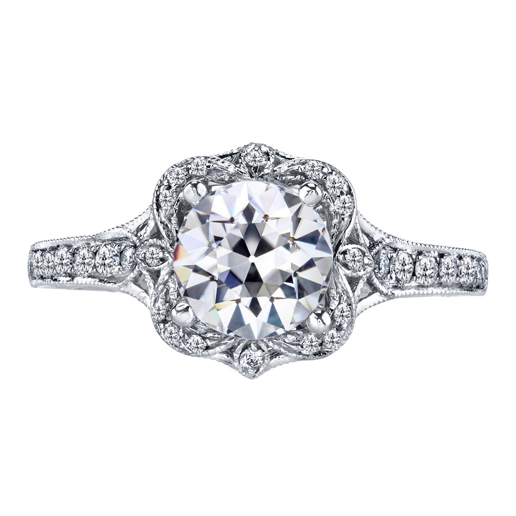 Antique Cushion Diamond ring in 14 Karat White Gold – main view
