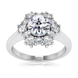 Ladies Halo Ring Round Old Miner Real Diamond Prong Set 8.50 Carats