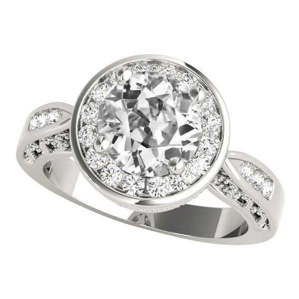 Ladies Halo Round Genuine Old Miner Diamond Ring 5.50 Carats