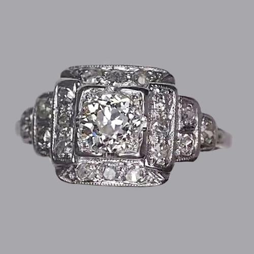 Ladies Halo Round Old Mine Cut Genuine Diamond Ring 2 Carats Jewelry