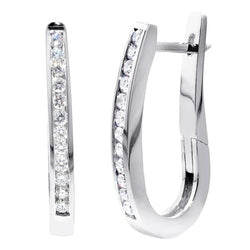 Ladies Hoop Earrings 3.35 Carats Round Cut Real Natural Earth Mined Diamonds White Gold 14K