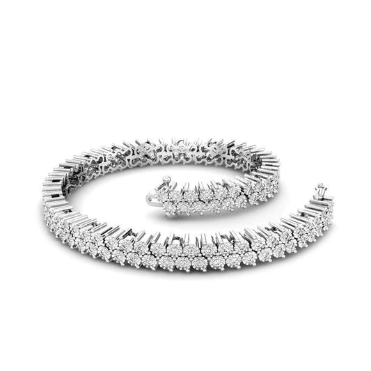 Ladies Natural Diamond Illusion Tennis Bracelet White Gold 14K 2.40 Carats