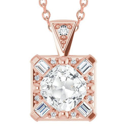 Ladies Natural Earth Mined Diamond Pendant Cushion Old Miner Baguette & Round 7.50 Carats