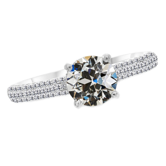 Antique Cushion Brilliant Diamond ring in 14 Karat White Gold – main view