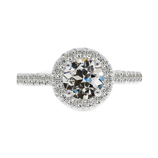 Old Mine Cut Brilliant Diamond ring in 14K White Gold – main view