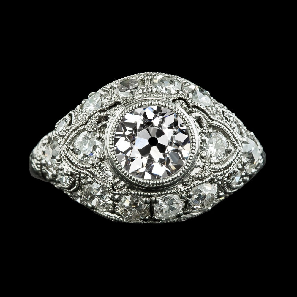 Ladies Old Miner Natural Diamond Bezel Ring Milgrain Antique Style 5.25 Carats - Halo Ring-harrychadent.ca